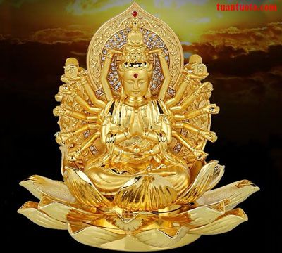 Tượng Phật Bà Mạ Vàng Để Ô Tô